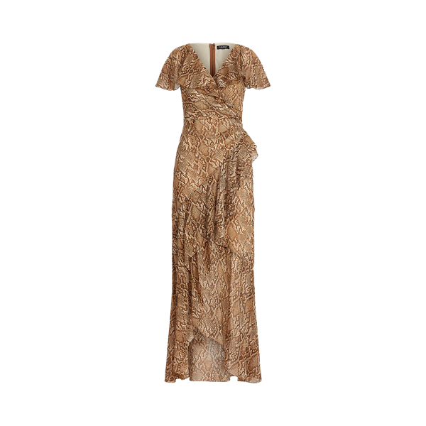 Ruffle-Trim Georgette Gown Lauren in Copper Multi 2