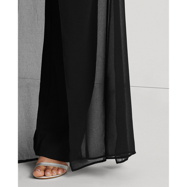Black Georgette-Jersey Straight Trouser Lauren 6
