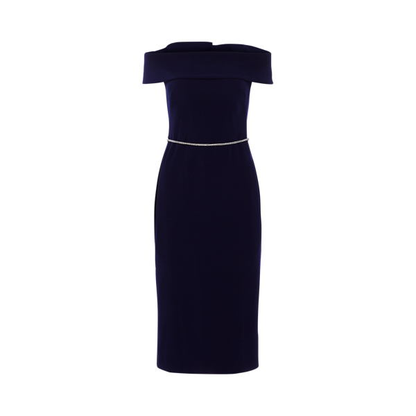 Lighthouse Navy Jersey Off-the-Shoulder Dress Lauren 2