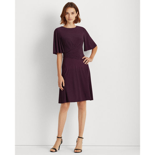 Polka-Dot Jersey Dress Lauren in Raisin/Lemon Ivory 4