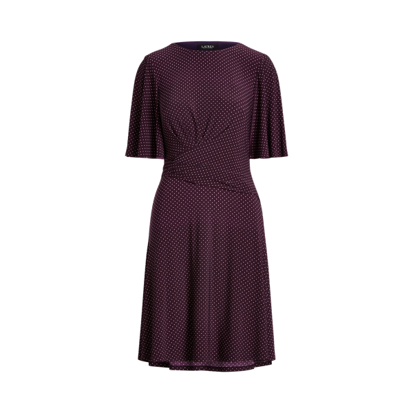 Polka-Dot Jersey Dress Lauren in Raisin/Lemon Ivory 2