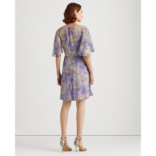 Robe en georgette manches volant&eacute;es Lauren en Lavande/Violet/Multi 5