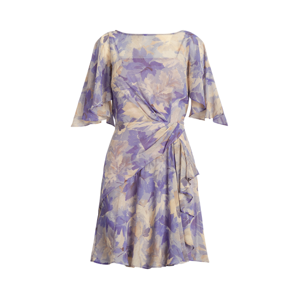 Robe en georgette manches volant&eacute;es Lauren en Lavande/Violet/Multi 2