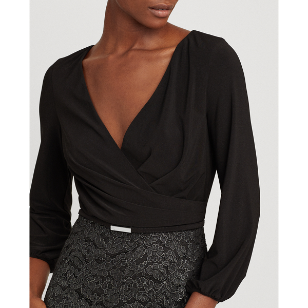 Abito con scollo a V incrociato Lauren in Nero 5