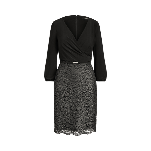 Abito con scollo a V incrociato Lauren in Nero 2