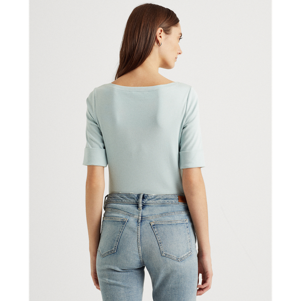 Celadon Mist Cotton-Blend Boatneck Top Lauren 5