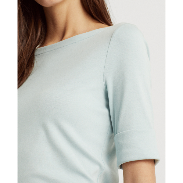 Celadon Mist Cotton-Blend Boatneck Top Lauren 6