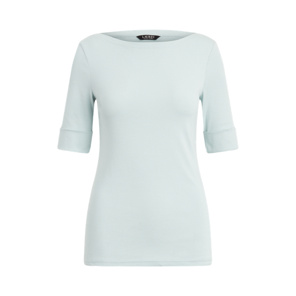 Celadon Mist Cotton-Blend Boatneck Top Lauren 2