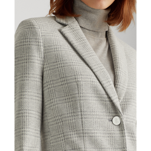 Plaid Jacquard Blazer Lauren em Pearl Grey/Mas Cream 6