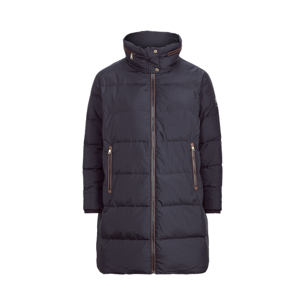 Faux Leather-Trimmed Down Coat Lauren Woman 1