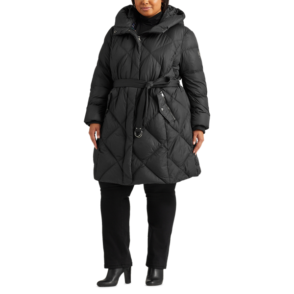Black Belted Down Coat Lauren Woman 3