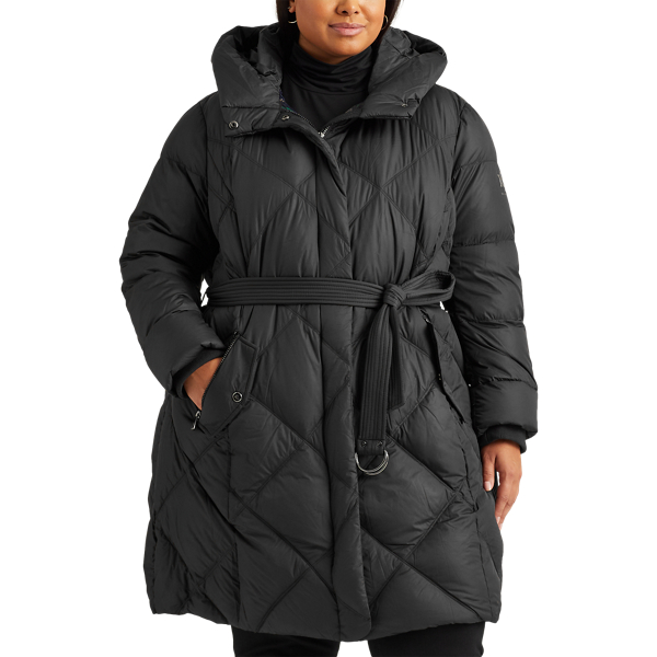 Black Belted Down Coat Lauren Woman 4
