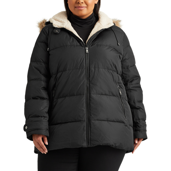 Black Hooded Down Coat Lauren Woman 4