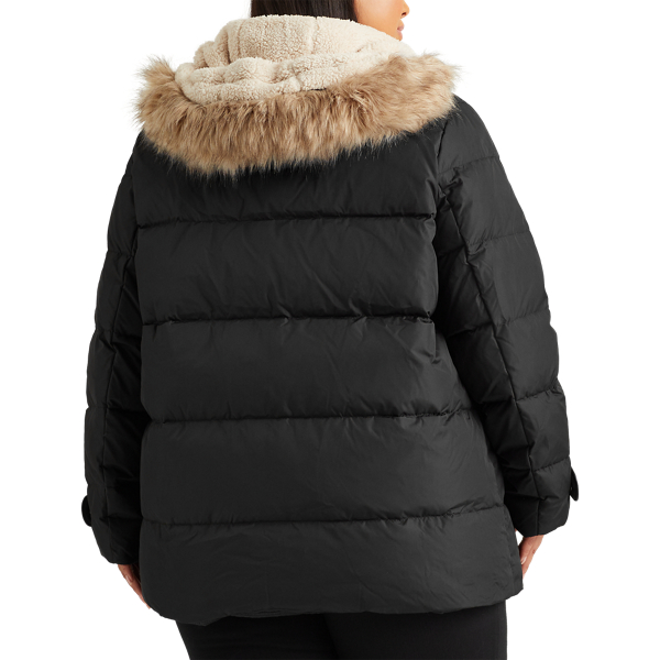 Black Hooded Down Coat Lauren Woman 5