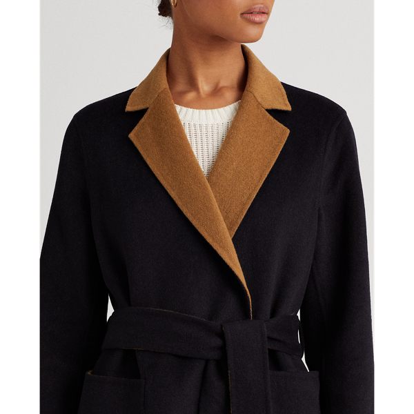 Dark Navy/New Vicuna Reversible Wool-Blend Coat Lauren 6