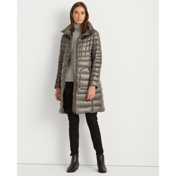Pewter Quilted Mockneck Coat Lauren 4