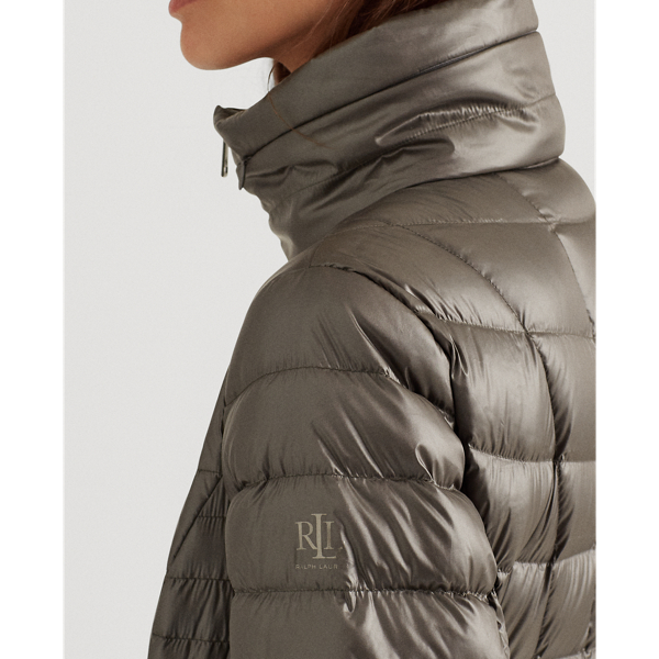 Pewter Quilted Mockneck Coat Lauren 6