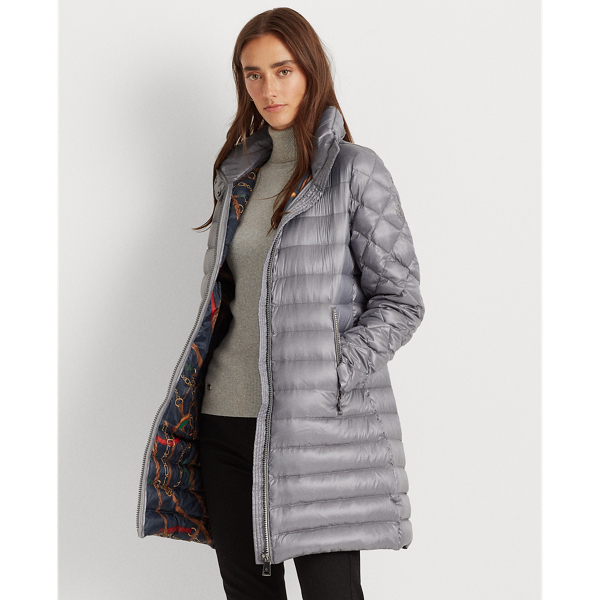 Silver Packable Quilted Down Coat Lauren 4