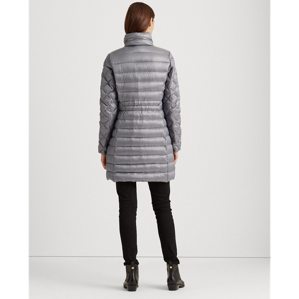 Silver Packable Quilted Down Coat Lauren 5