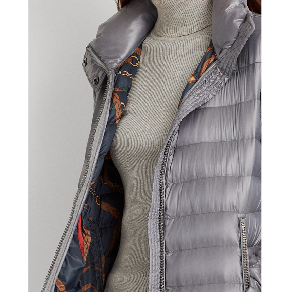 Silver Packable Quilted Down Coat Lauren 6