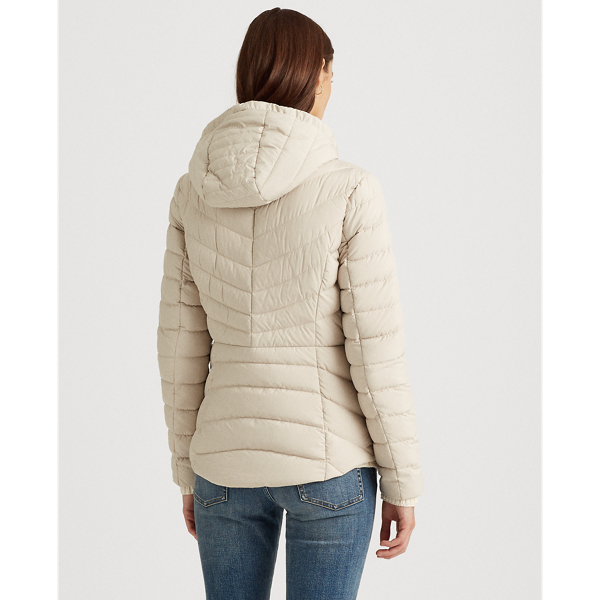 Light Beige Quilted Hooded Jacket Lauren 5
