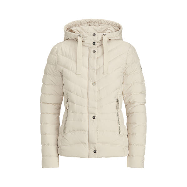 Light Beige Quilted Hooded Jacket Lauren 2