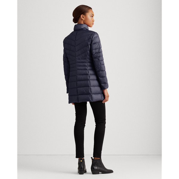 Navy Velvet-Mockneck Down Coat Lauren 5