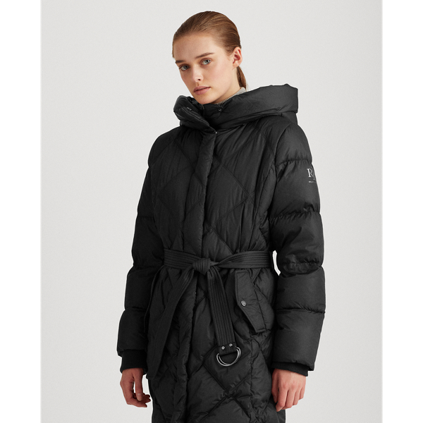 Black Belted Down Coat Lauren 3