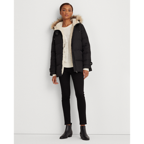 Black Hooded Down Coat Lauren 4