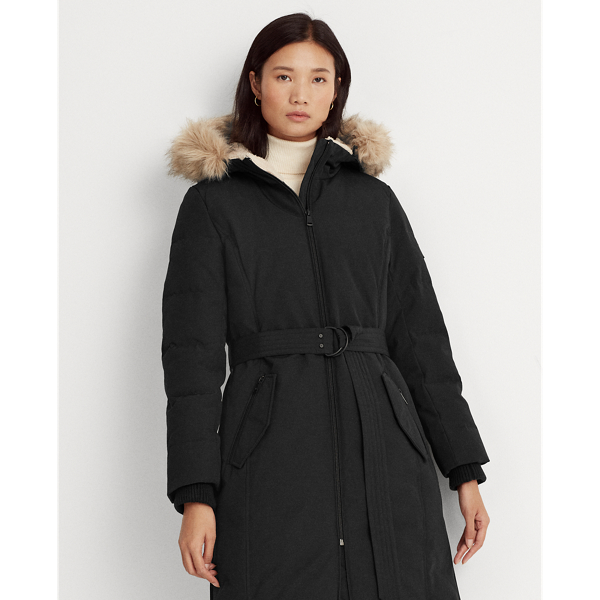 Black Belted Hooded Down Coat Lauren 4