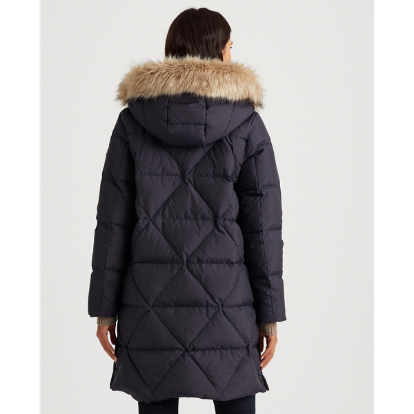 Dk Navy Quilted Hooded Down Coat Lauren 4