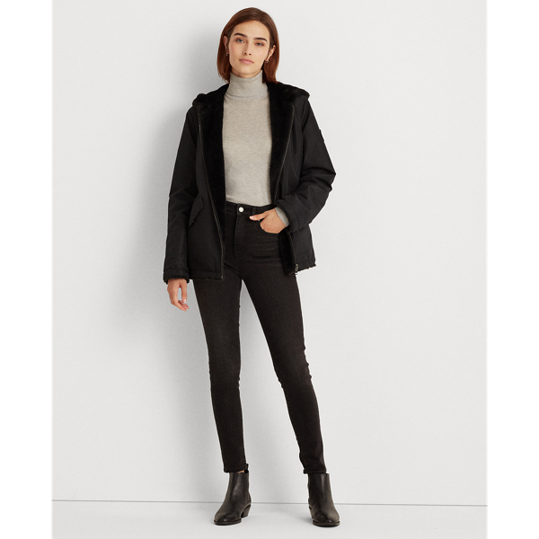 Black Reversible Faux-Fur Coat Lauren 4