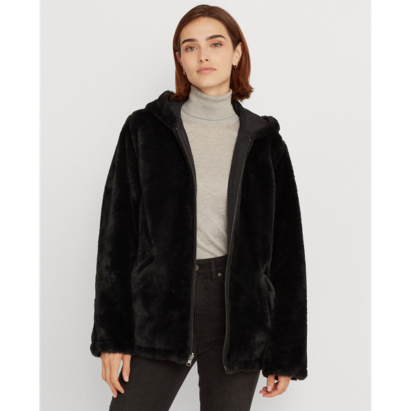 Black Reversible Faux-Fur Coat Lauren 7