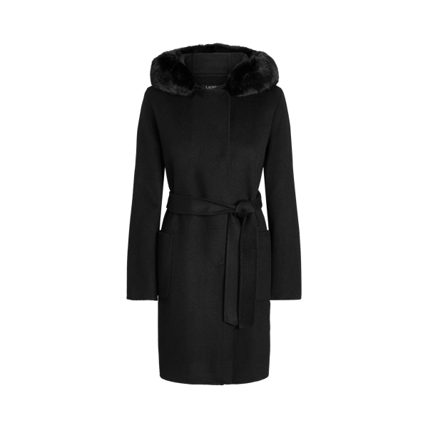 Faux-Fur-Trim Wool-Blend Coat Lauren 1