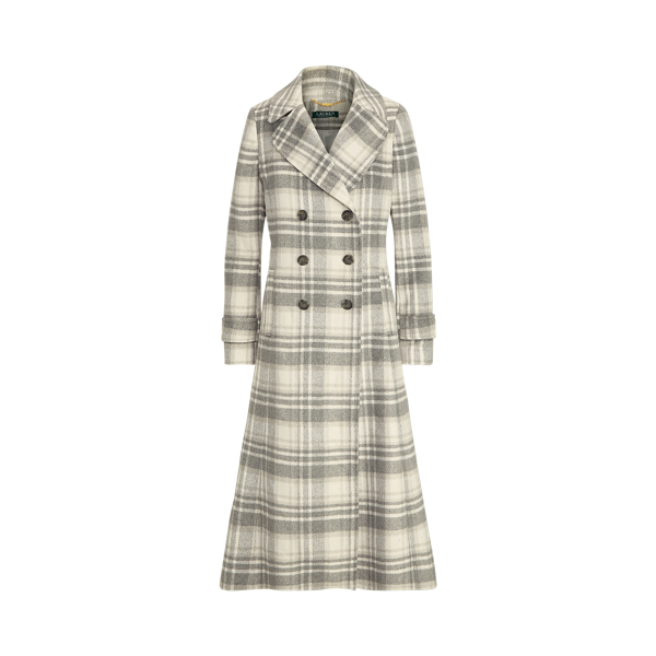 Plaid Wool-Blend Coat