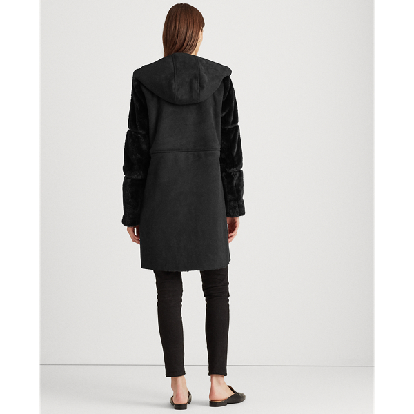 Black Combo Faux-Shearling Coat Lauren 5