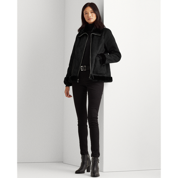 Black Faux-Shearling Jacket Lauren 4