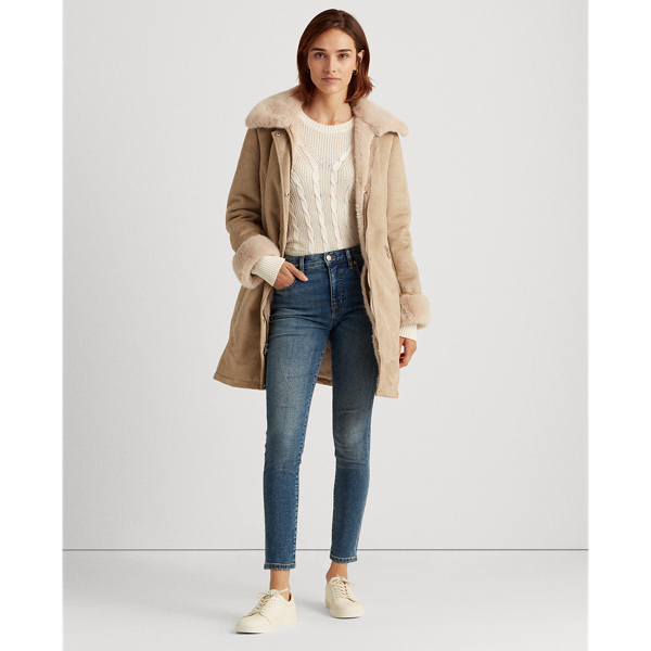 Camel Faux-Shearling Coat Lauren 4