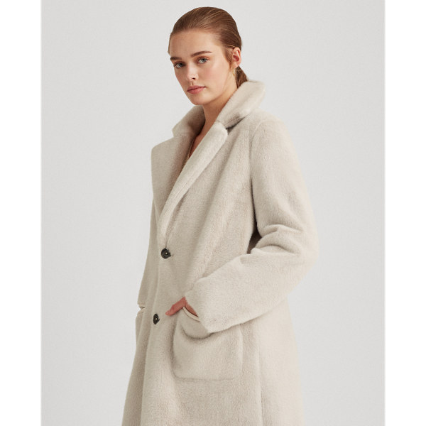 Cream Reversible Faux-Suede Coat Lauren 5
