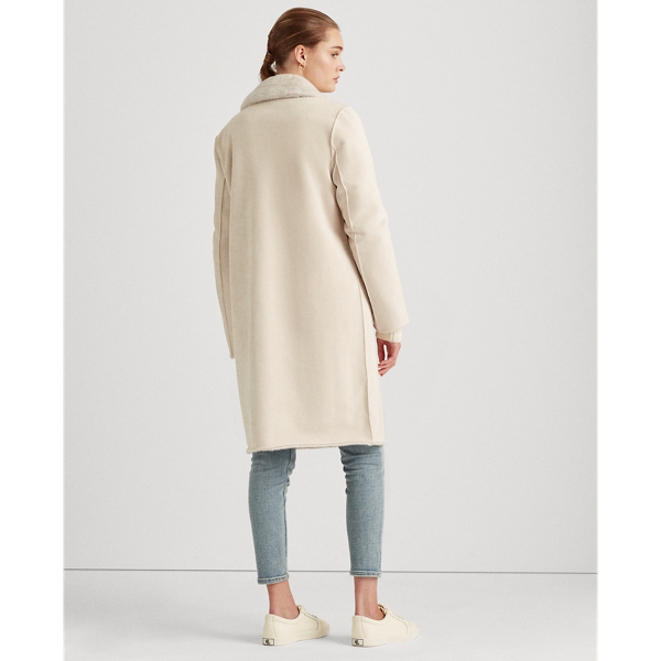 Cream Reversible Faux-Suede Coat Lauren 6