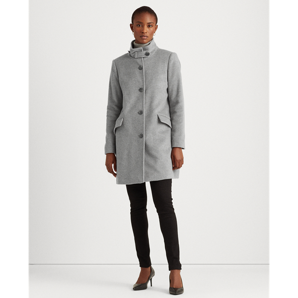 Alaskan Grey Wool-Blend Mockneck Coat Lauren 4