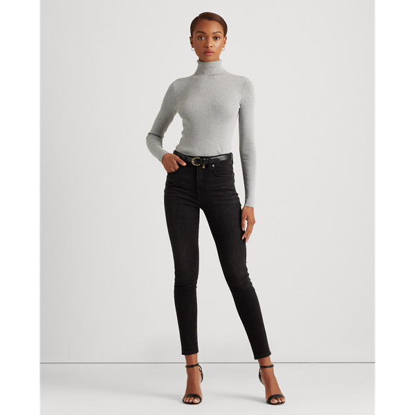 Silver Lurex Ribbed Roll Neck Jumper Lauren 4