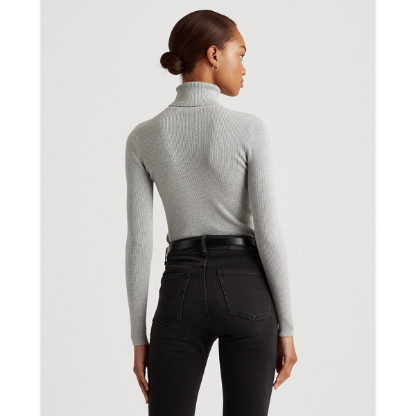 Silver Lurex Ribbed Roll Neck Jumper Lauren 5