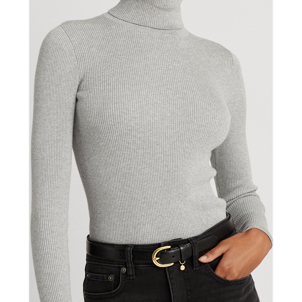 Silver Lurex Ribbed Roll Neck Jumper Lauren 6