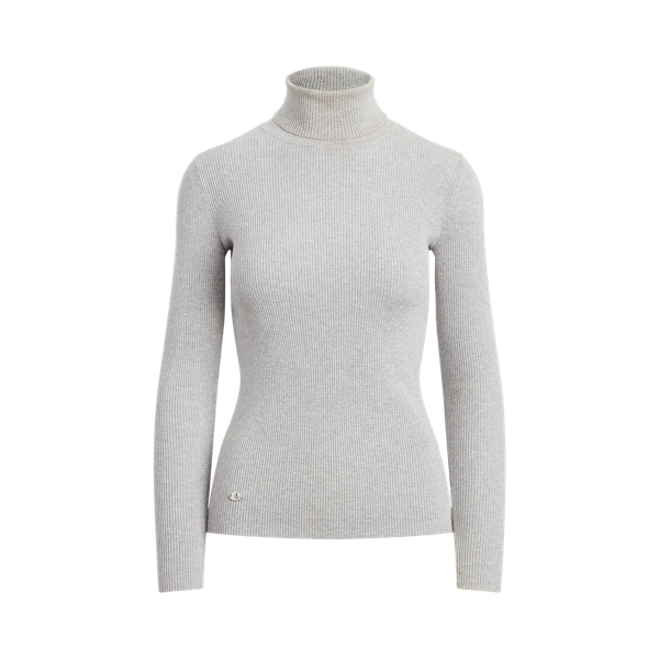 Silver Lurex Ribbed Roll Neck Jumper Lauren 2