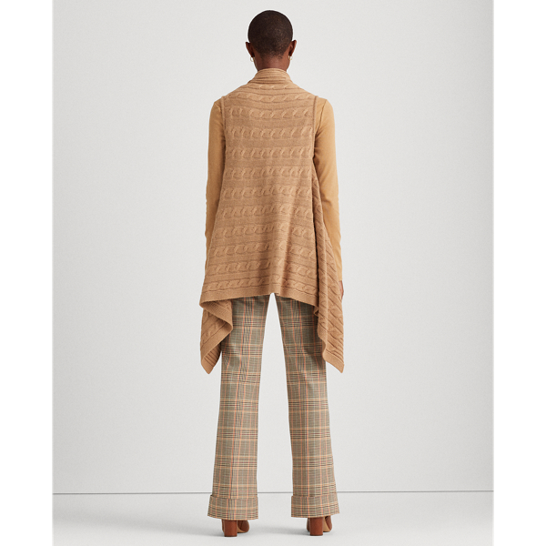 Classic Camel Cable-Knit Wool-Blend Gilet Lauren 5