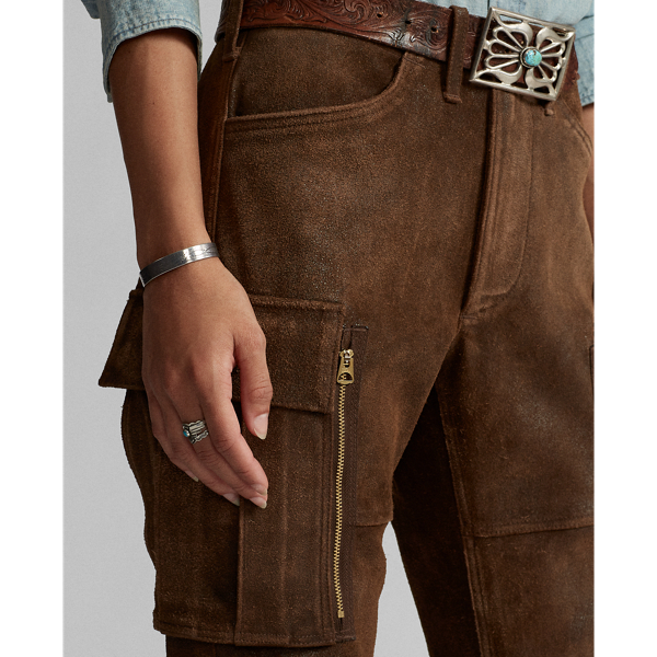 Medium Brown Leather Skinny Cargo Trouser RRL 5