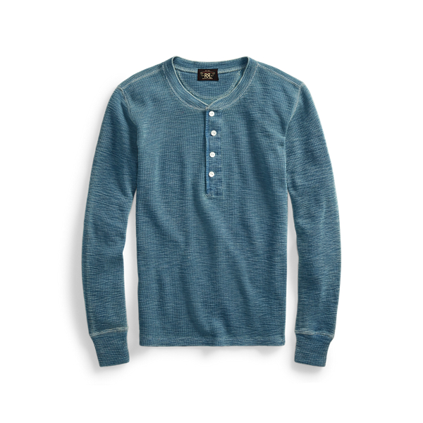 Slim Waffle-Knit Cotton Henley RRL 1