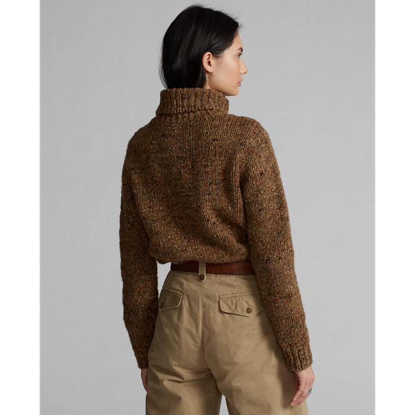 Khaki Donegal Chunky Wool-Blend Roll Neck RRL 4