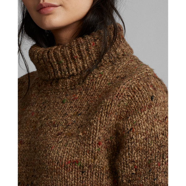 Khaki Donegal Chunky Wool-Blend Roll Neck RRL 5